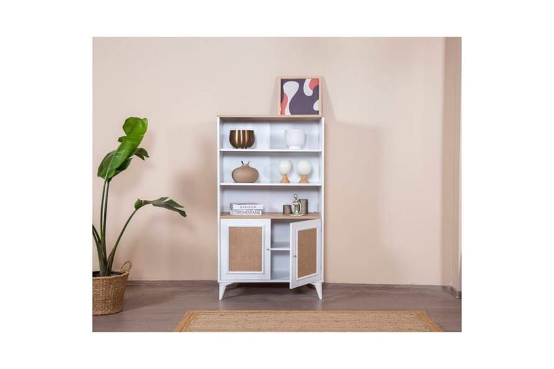 Bokhylla Jatinder Vit / Ek - Vit - Förvaring - Hyllor - Bokhylla
