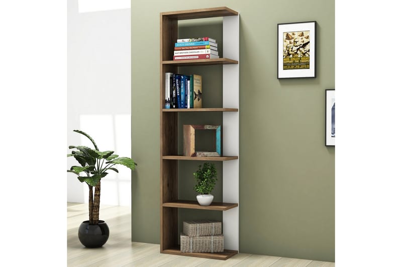 KARRIGAN Bokhylla 47 cm Valnöt/Vit - Förvaring - Hyllor - Bokhylla