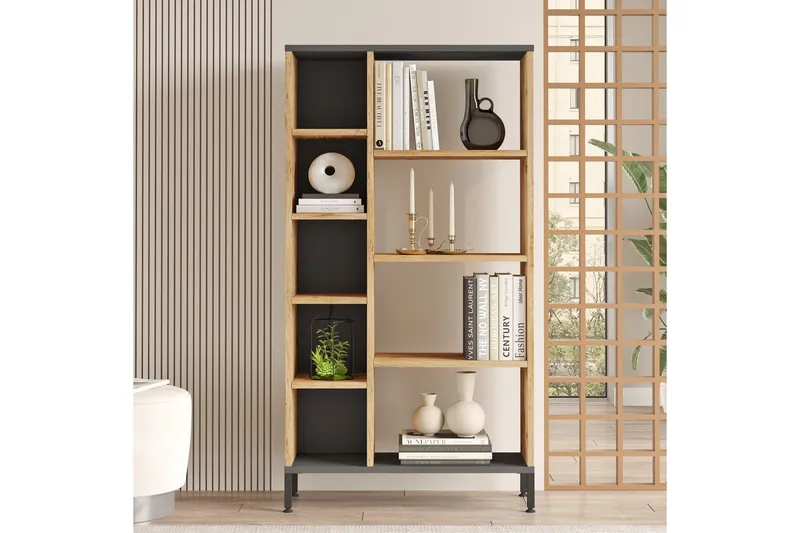 Keshav Bokhylla 72x25,5 cm Antracit/Brun - Hanah Home - Förvaring - Hyllor - Bokhylla