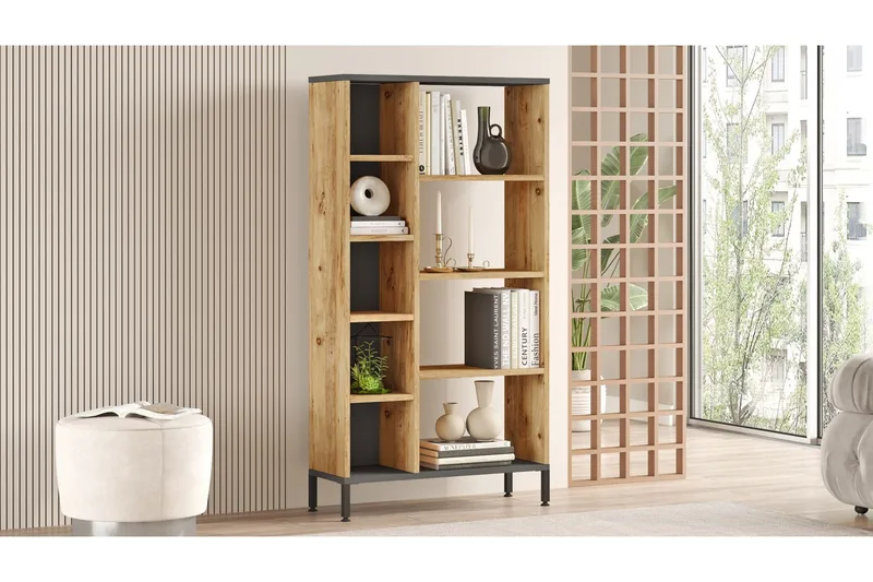 Keshav Bokhylla 72x25,5 cm Antracit/Brun - Hanah Home - Förvaring - Hyllor - Bokhylla