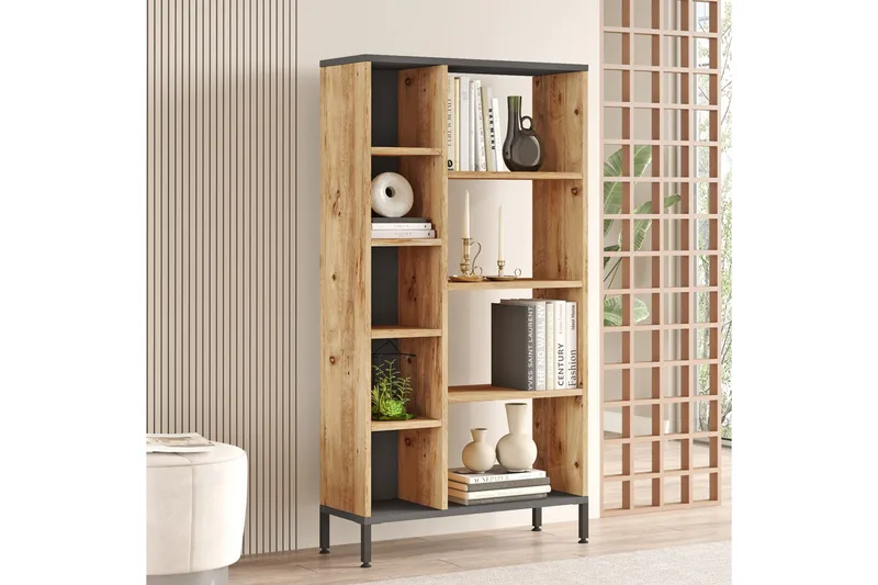 Keshav Bokhylla 72x25,5 cm Antracit/Brun - Hanah Home - Förvaring - Hyllor - Bokhylla