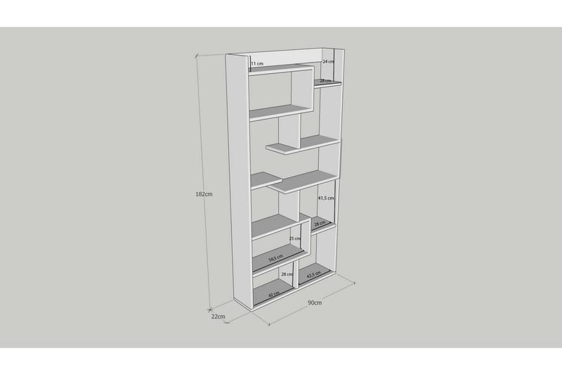 KOMPADY Bokhylla 90x22 cm 5 Hyllor Natur - Förvaring - Hyllor - Bokhylla
