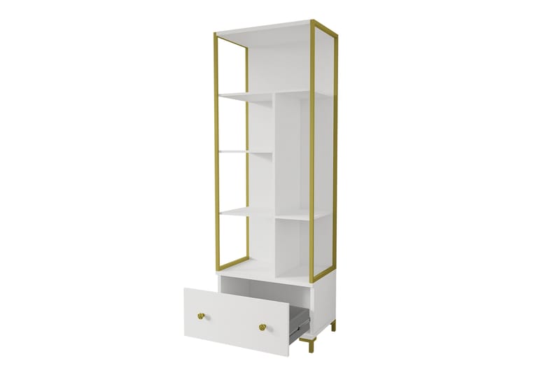 KONJU Bokhylla 42x70 cm Vit/Guld - Förvaring - Hyllor - Bokhylla