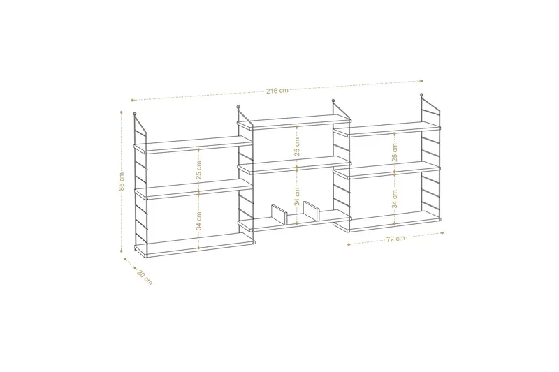 Laba Bokhylla 85x20 cm Brun - Hanah Home - Förvaring - Hyllor - Bokhylla
