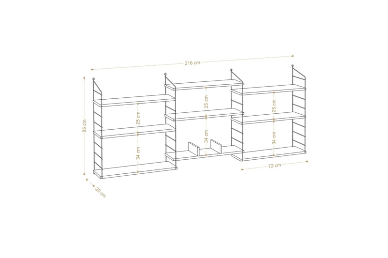 Laba Bokhylla 85x20 cm Brun - Hanah Home - Förvaring - Hyllor - Bokhylla