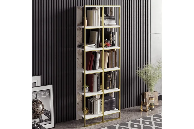 Lachasity Bokhylla 64 cm - Guld|Vit - Förvaring - Hyllor - Bokhylla