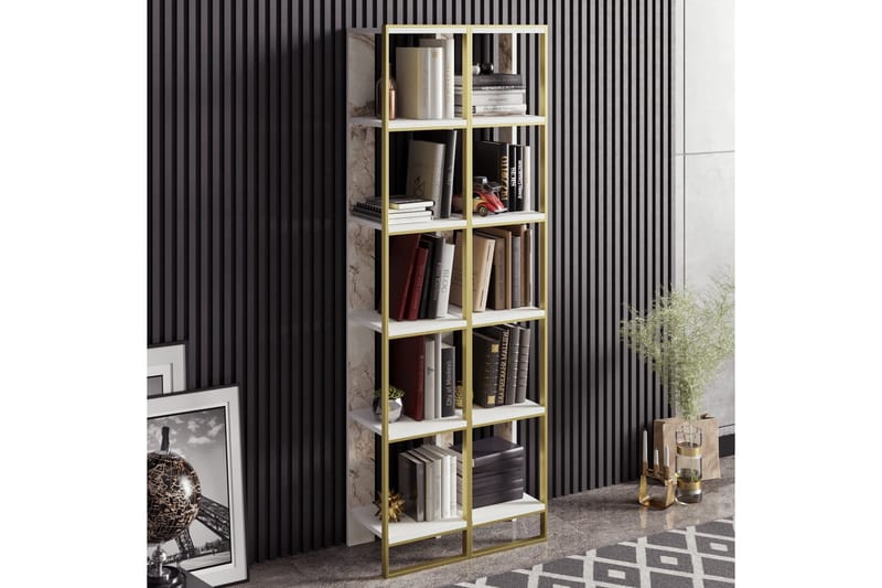 Lachasity Bokhylla 64 cm - Guld|Vit - Förvaring - Hyllor - Bokhylla