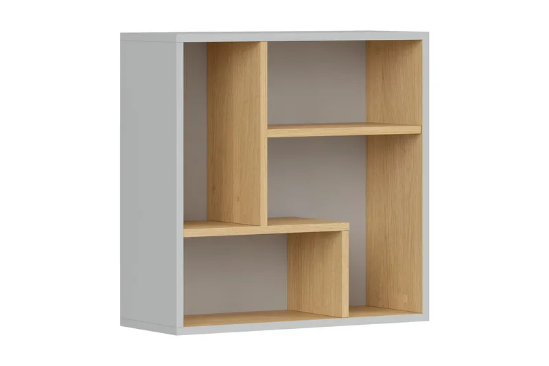 Leokkol Bokhylla 56 cm, Ljusgrå/Trä/Natur