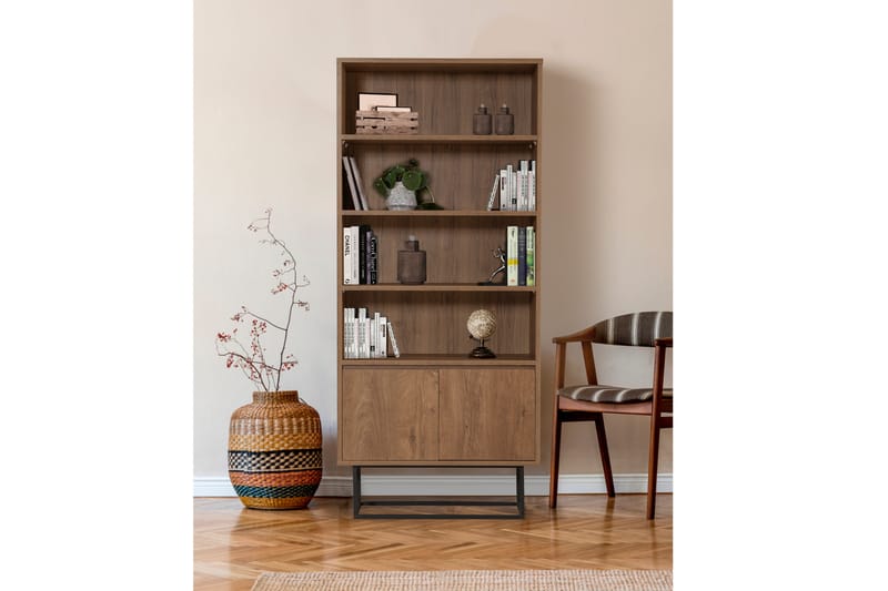 LONATI Bokhylla 80x36 cm 3 Hyllor Mörkbrun/Svart - Förvaring - Hyllor - Bokhylla