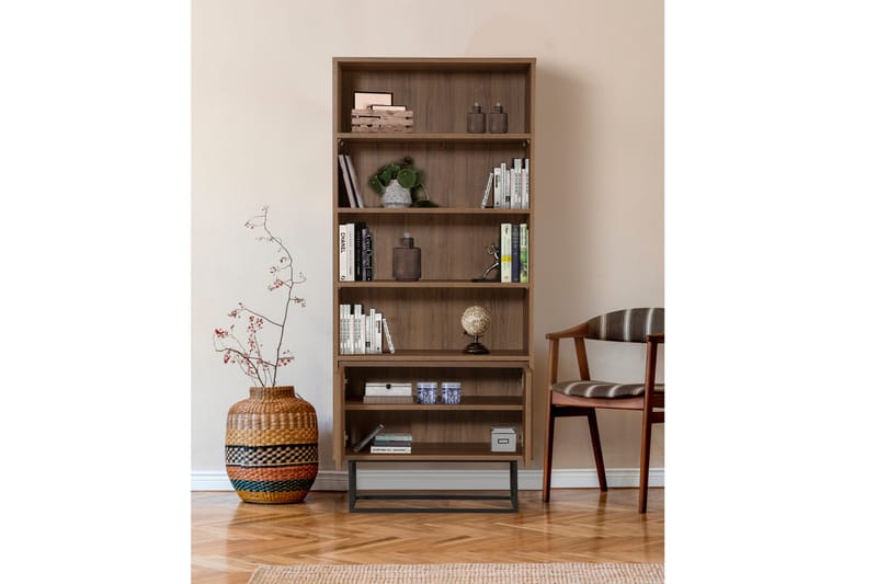 LONATI Bokhylla 80x36 cm 3 Hyllor Mörkbrun/Svart - Förvaring - Hyllor - Bokhylla