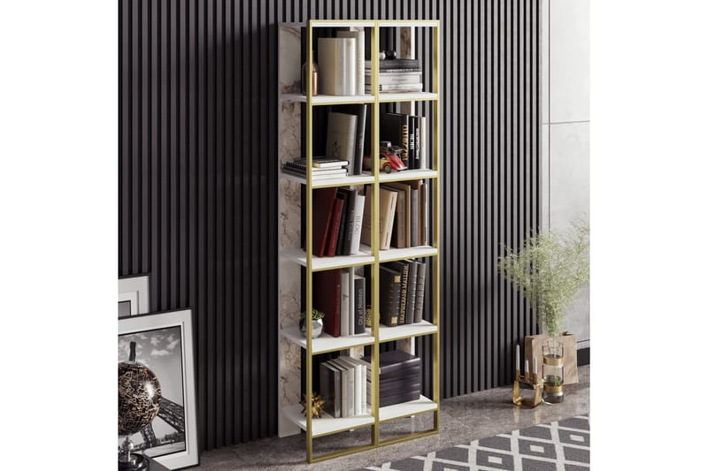 MARKIN Bokhylla 64 cm Guld/Vit - Förvaring - Hyllor - Bokhylla