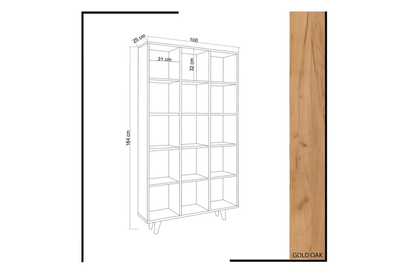 Mod Bokhylla 100 cm i Ek - Brun - Förvaring - Hyllor - Bokhylla