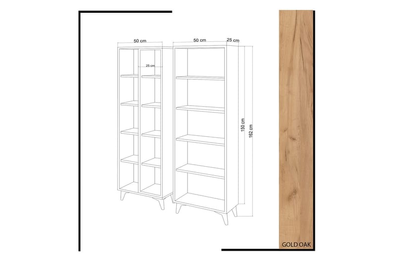 Mod Bokhylla 100 cm i Ek - Vit|Brun - Förvaring - Hyllor - Bokhylla