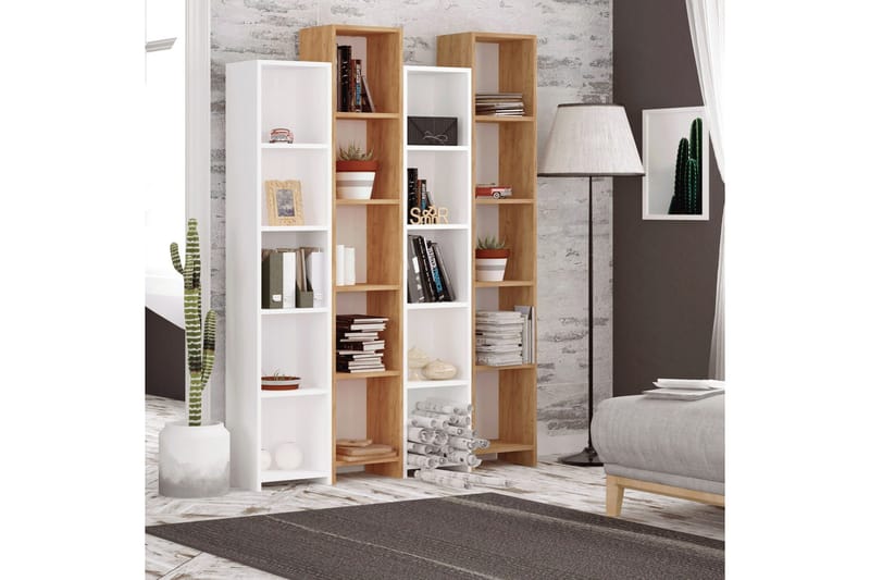 Mod Bokhylla 134 cm i Ek - Vit|Brun - Förvaring - Hyllor - Bokhylla