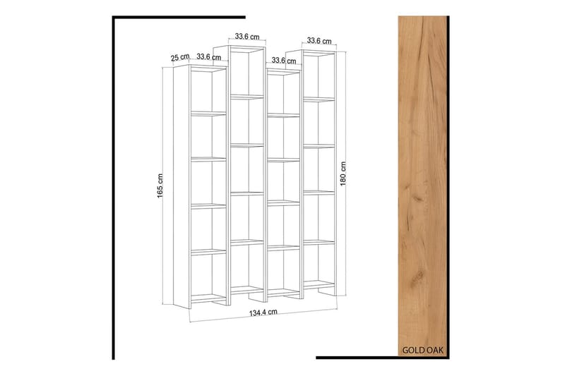 Mod Bokhylla 134 cm i Ek - Vit|Brun - Förvaring - Hyllor - Bokhylla