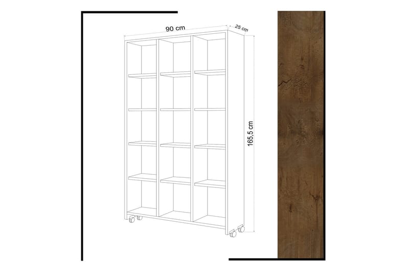 Mod Bokhylla med Hjul 90 cm i Ek - Vit - Förvaring - Hyllor - Bokhylla