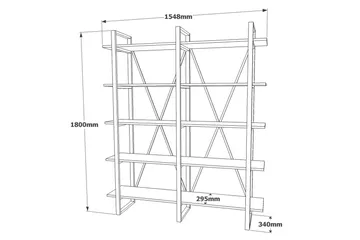 Numandro Bokhylla 34x155 cm - Teak - Förvaring - Hyllor - Bokhylla