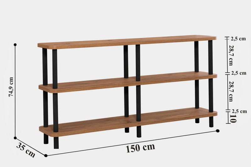 OBURUS Bokhylla 150x74,9 cm Svart - Förvaring - Hyllor - Bokhylla