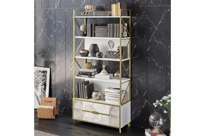 Ocotla Bokhylla 89x35 cm 5 Hyllor - Vit - Förvaring - Hyllor - Bokhylla