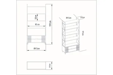 Ocotla Bokhylla 89x35 cm 5 Hyllor - Vit - Förvaring - Hyllor - Bokhylla