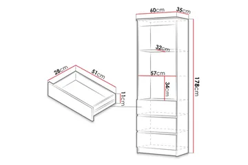 Office Hylla 60x35x180 cm - Vit - Förvaring - Hyllor - Bokhylla