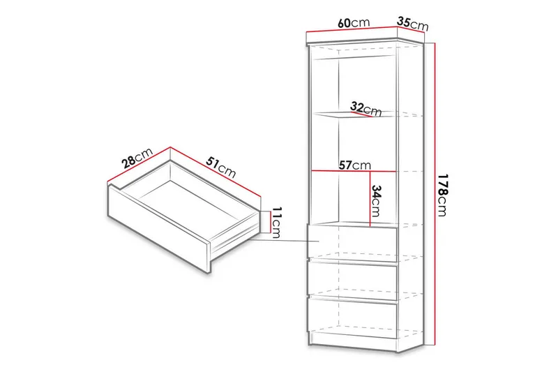 Office Hylla 60x35x180 cm - Vit - Förvaring - Hyllor - Bokhylla