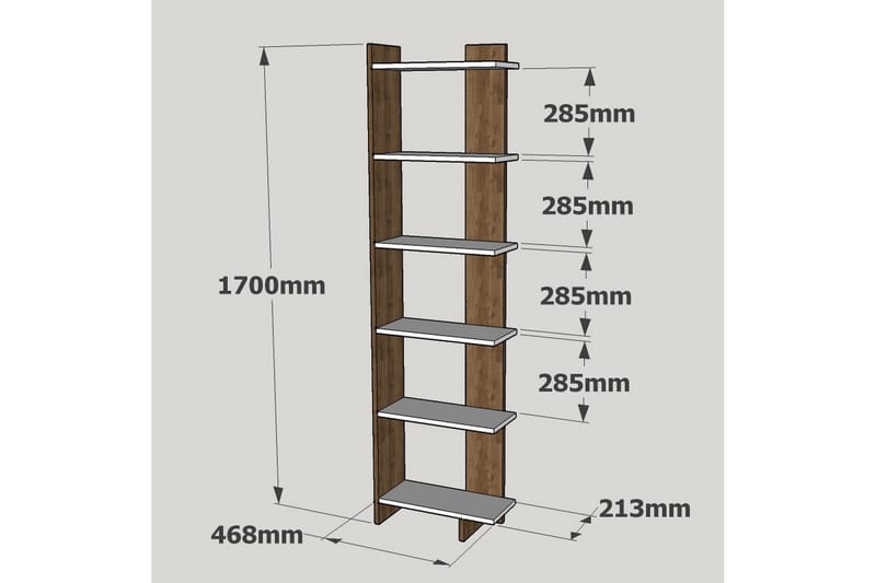 Ordelle Bokhylla 47 cm i Valnöt - Vit - Förvaring - Hyllor - Bokhylla