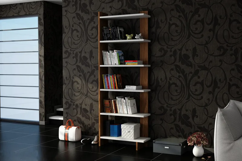 Ordelle Bokhylla - Vit/Valnöt - Förvaring - Hyllor - Bokhylla