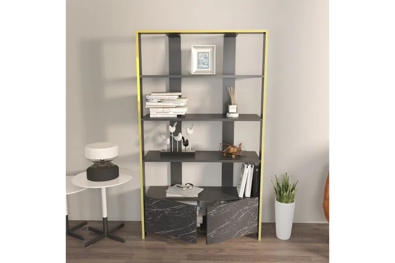 Bokhylla Ossin Svart / Marmor - Svart / Marmor - Förvaring - Hyllor - Bokhylla