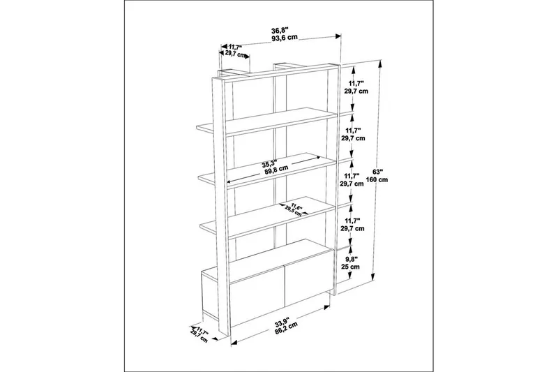 Bokhylla Ossin Svart / Marmor - Svart / Marmor - Förvaring - Hyllor - Bokhylla