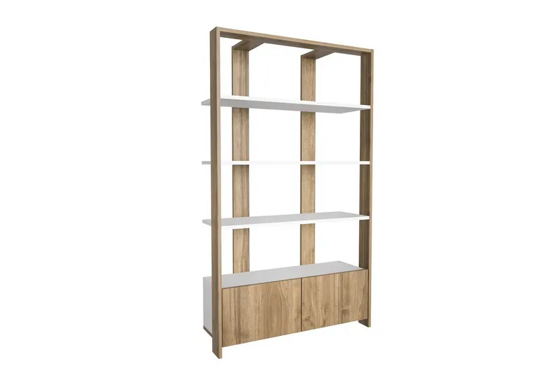 Bokhylla Ossin Vit / Valnöt, Vit / Valnöt