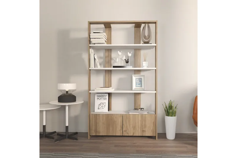 Bokhylla Ossin Vit / Valnöt - Vit / Valnöt - Förvaring - Hyllor - Bokhylla