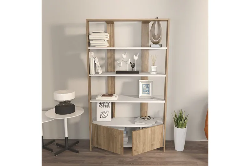 Bokhylla Ossin Vit / Valnöt - Vit / Valnöt - Förvaring - Hyllor - Bokhylla