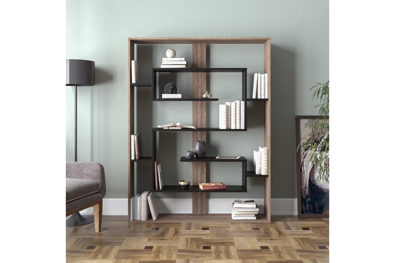 PANUNZIO Bokhylla 120 cm Valnöt/Svart - Förvaring - Hyllor - Bokhylla
