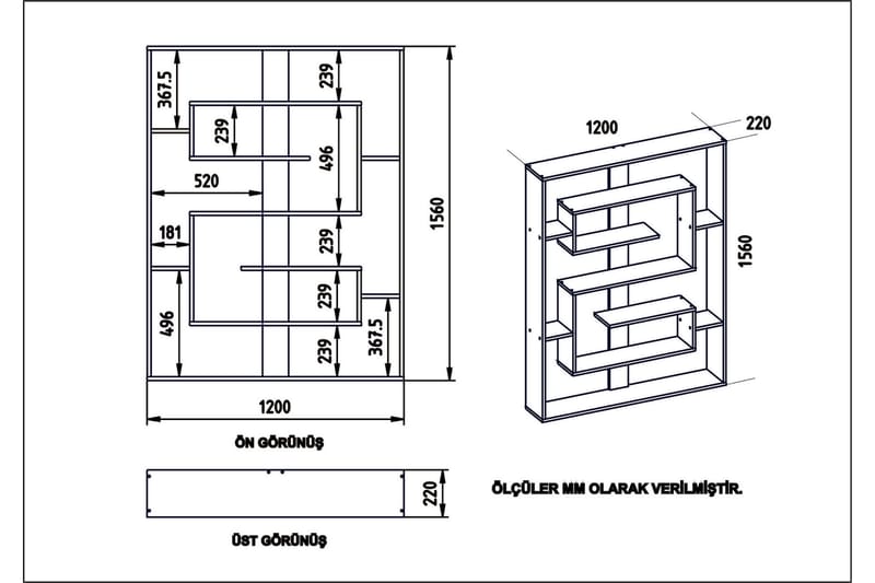 PANUNZIO Bokhylla 120 cm Valnöt/Svart - Förvaring - Hyllor - Bokhylla