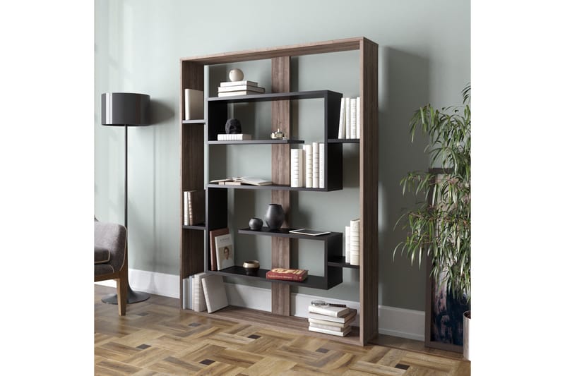 PANUNZIO Bokhylla 120 cm Valnöt/Svart - Förvaring - Hyllor - Bokhylla