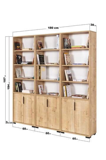 Pavio Bokhylla 180x187x30 cm - Sapphire Oak - Förvaring - Hyllor - Bokhylla