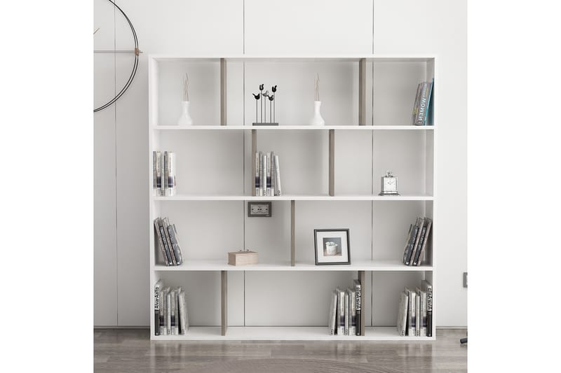 POTOCI Bokhylla 145x25 cm Vit/Mörkbrun - Förvaring - Hyllor - Bokhylla