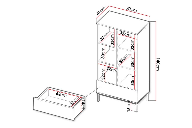 Querty Bokhylla 70x140x41 cm - Svart - Förvaring - Hyllor - Bokhylla