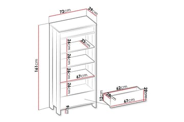 Rathmore Bokhylla 72 cm i Ek - Svart - Förvaring - Hyllor - Bokhylla