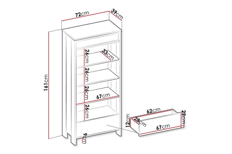 Rathmore Bokhylla 72 cm i Ek - Svart - Förvaring - Hyllor - Bokhylla
