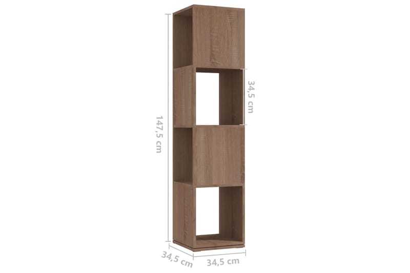 Roterande hylla sonoma-ek 34,5x34,5x147,5 cm spånskiva - Ek - Förvaring - Hyllor - Bokhylla