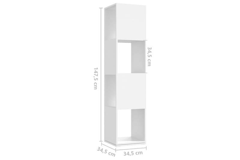 Roterande hylla vit 34,5x34,5x147,5 cm spånskiva - Vit - Bokhylla