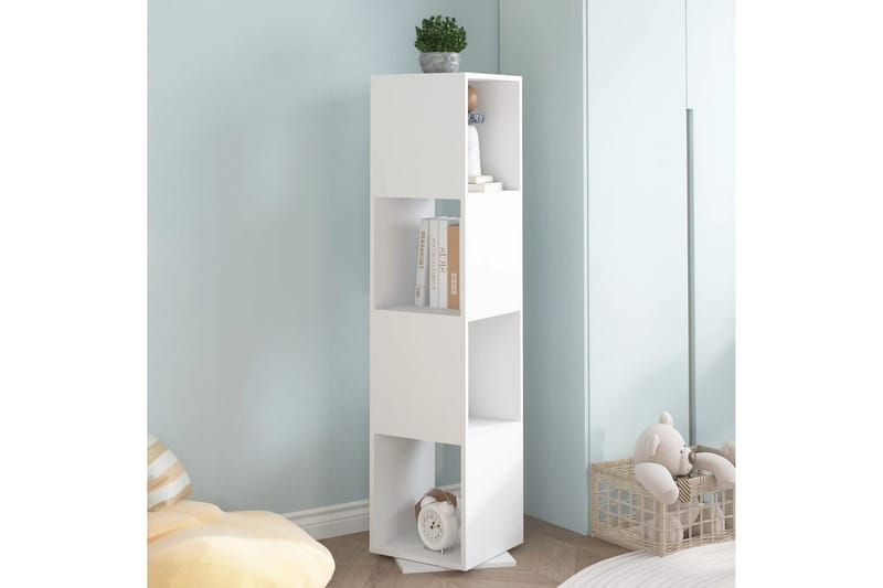 Roterande hylla vit 34,5x34,5x147,5 cm spånskiva - Vit - Förvaring - Hyllor - Bokhylla