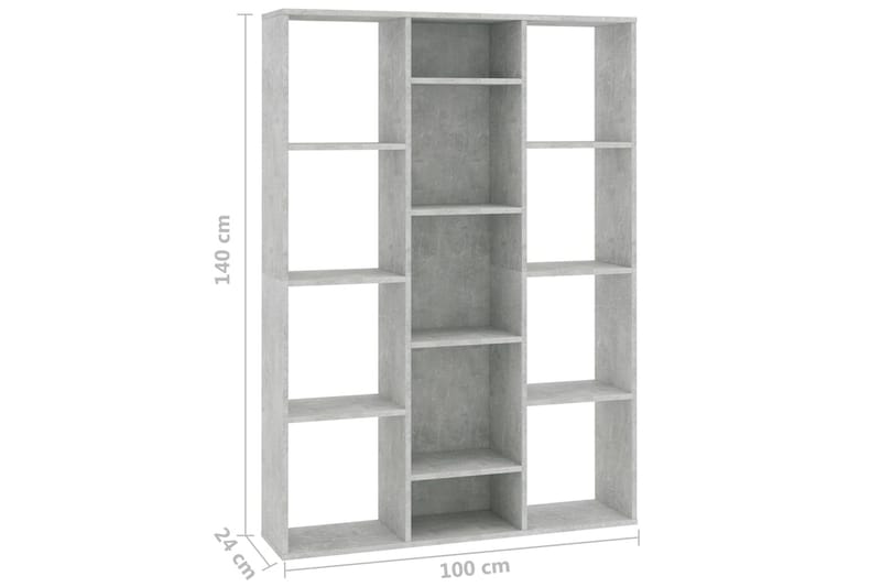Rumsavdelare/bokhylla betonggrå 100x24x140 cm spånskiva - Grå - Förvaring - Hyllor - Bokhylla