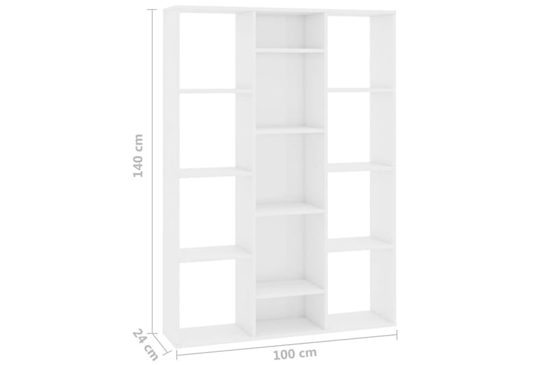 Rumsavdelare/bokhylla vit högglans 100x24x140 cm spånskiva - Vit - Förvaring - Hyllor - Bokhylla