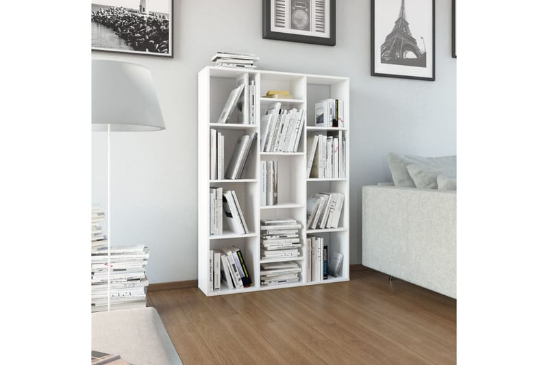 Rumsavdelare/bokhylla vit högglans 100x24x140 cm spånskiva - Vit - Förvaring - Hyllor - Bokhylla