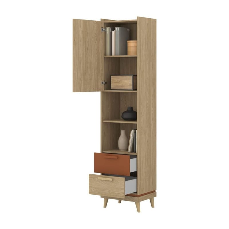 Bokhylla Scandi 1 dörr med 2 lådor - Förvaring - Hyllor - Bokhylla