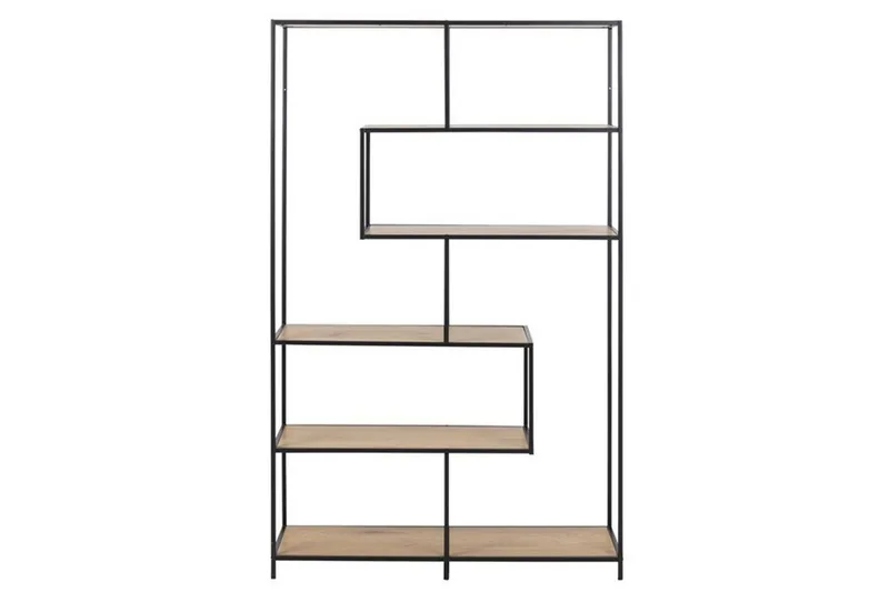 Seaford Bokhylla 114 cm i Metall med Träskiva, Svart|Brun