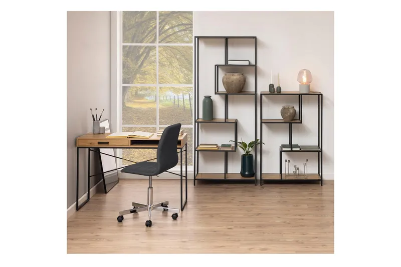 Seaford Hylla 77x35x185 cm Ek/Svart - Förvaring - Hyllor - Bokhylla